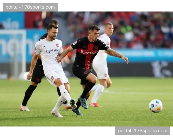 半场战报：勒沃库森2-0领先海登海姆，主队控球率仅35%但完成9次射门